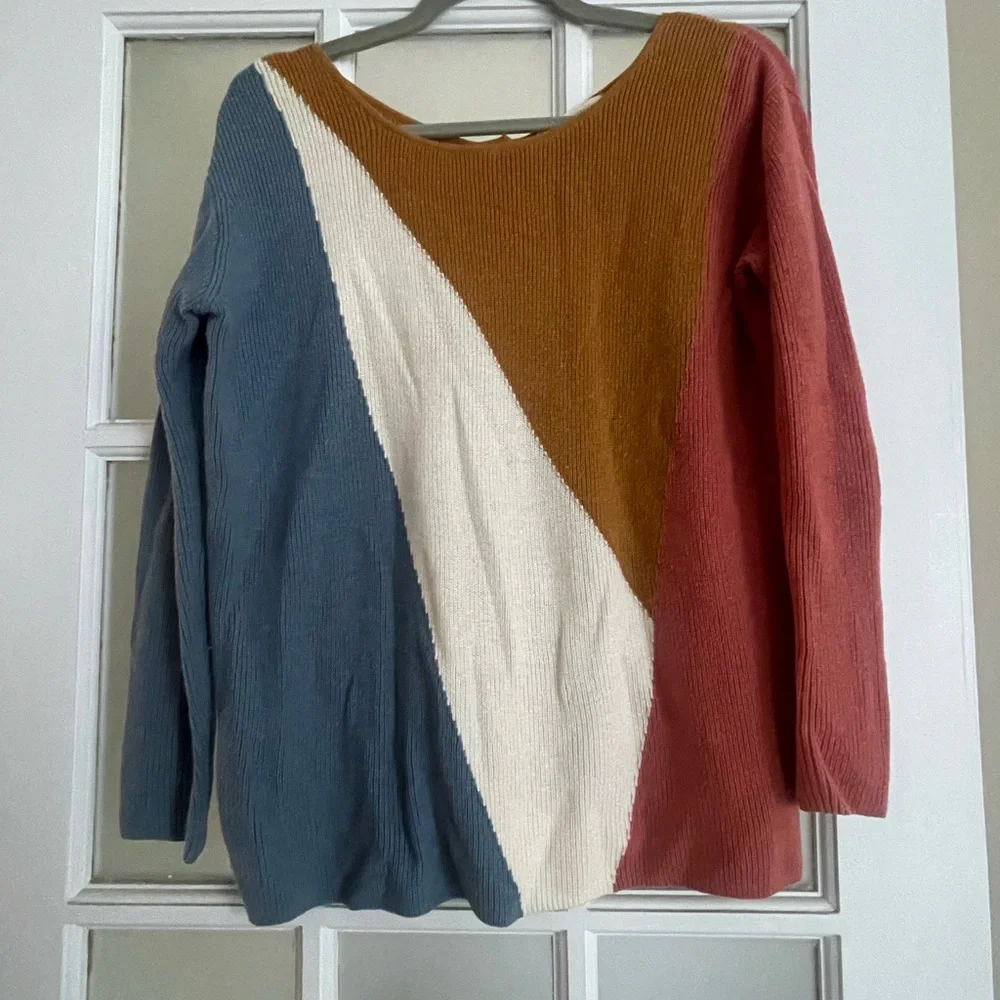 Sezane Multicolor Crew Neck Sweater - wool/cotton - Picture 3 of 5